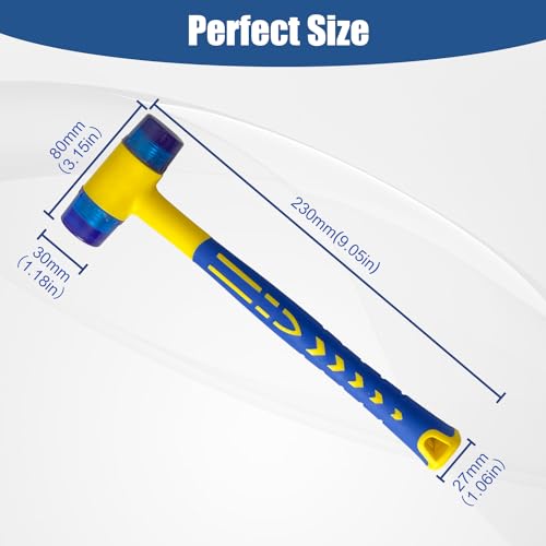 Rubber Mallet,KAIHAOWIN Small Mallet Hammer, Double-Faced Soft Mallet with Ergonomic Shaped Plastic Handle and Anti-Slip Coating for Jewelry, Leather Crafts, Woodworking 30mm - size: 30mm Anti-Shock/Slip Hammer