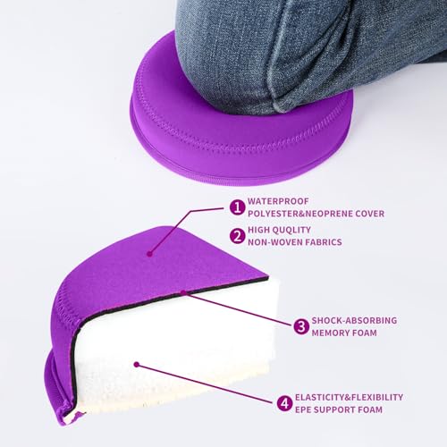 Yoga Knee Pad, 1.57 Inch Thick, Memory Foam and EPE Foam, Waterproof and Non-Slip, for Knees Elbows Wrist Hands Head Yoga Pilates Work Out Kneeling Pad, Exercise Mat 2 - color: Purple