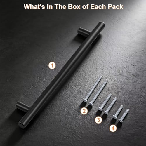 Probrico 30 Pack Stainless Steel Kitchen Cabinet Handles 8.8inch(224mm) Hole Centers,Matte Black Dresser Drawer Pulls,Euro Style Pull Handle 11.3inch Length - size: Center to Center: 8-4/5 inch
