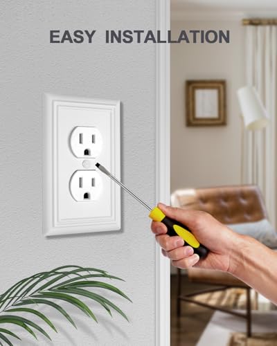 Switch Plates Outlet Covers, 4-Pack Metal Wall Plates, Pure White - color: Pure White, size: 1 Duplex 4PK