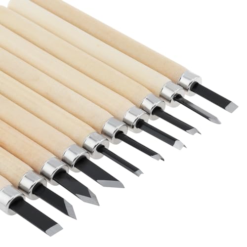 10pcs Wood Carving Chisel Set, Manganese Steel Woodworking Tools, Chisels Kit Great for Carving, Woodworking, DIY Sculpture and Art Projects