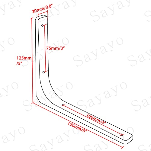SAYAYO Wall Shelf Bracket White, 6 X 5 Inch Heavy Duty L Bracket for Wood - color: White, size: 6 x 5 Inch (4 PCS)