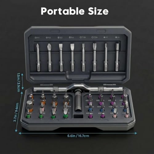42 in 1 Magnetic Ratchet Screwdriver Set With T-Handle, Grey - color: Grey, size: 42 In 1