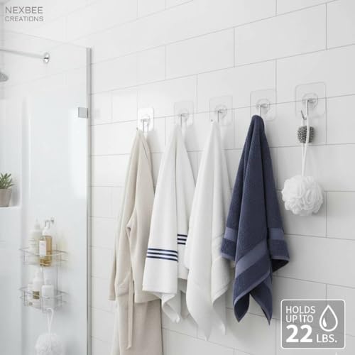 24 Pack Heavy Duty Self Adhesive Hooks-33lb(Max), Transparent Nail Free, Waterproof, Sticky Wall Hooks for Keys, Coat, Shower, Outdoor, Kitchen, Home Improvement.