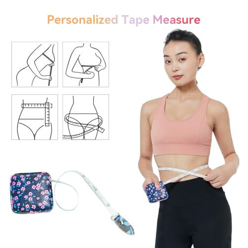 Mini Retractable Soft Tape Measure for Sewing, Fabric, Clothing, Blue Little Flower - color: Blue little flower