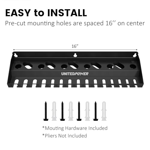 UNITEDPOWER Vise Grip Holder, Wall Mount Pliers Storage Rack Organizer for Workshop, Shed, Garage, Stores up to 15 Vises or 11 Pliers - style: Vise Grip Holder