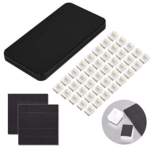 qianshan 40Pcs Empty Half Pans Watercolor Tin Palette with Magnetic Stripe - color: Black