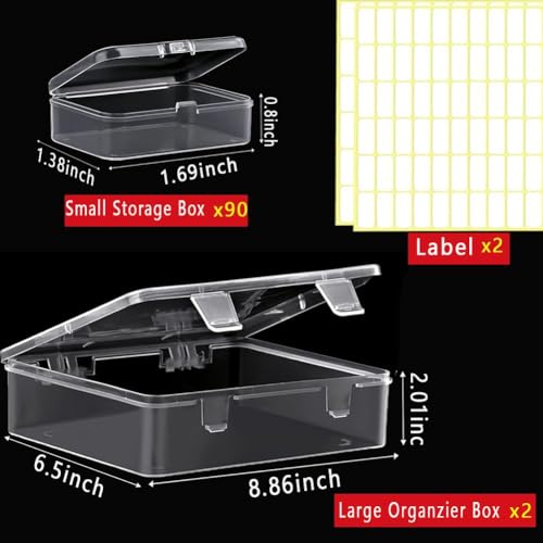 Bead Storage Containers, 92 Clear Plastic Bead Organizer Box With Hinged Lid,Bracelet Making DIY Jewelry Craft Nails, Bracelets, Jewelry, Diamonds, Clay Beads, Screws,1.7x1.38x0.8Inch - color: 2 pack 92pcs(1.7x1.38x0.8Inch)