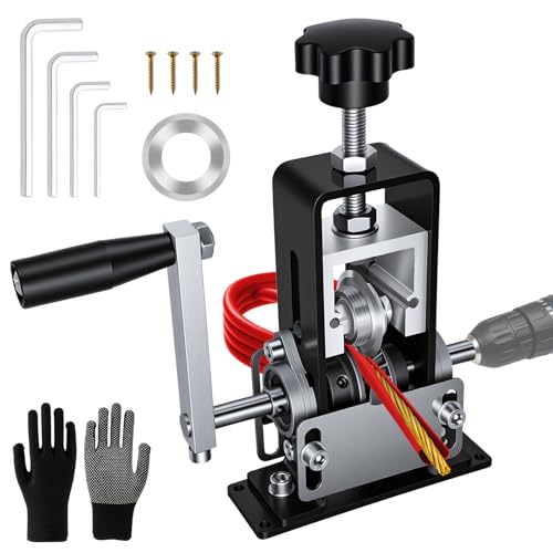 Wire Stripper Machine, 0.06"-1" Manual Wire Stripping Machine, Scrapping Copper Wire Stripper with Replacement Blades, Drill Powered Hand Crank Wire Stripper Tool for Scrap Copper Recycling, Diy