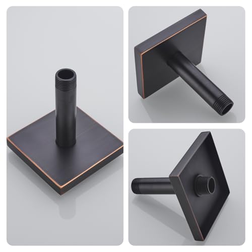 Shower Head Extension Arm Wall Mounted Tube Rainfall Shower Tube Replacement Pipe Parts Stainless Oil rubbed bronze,SW-91038-4-ORB-SQ. - color: Right Angled Square Flange-4" Oil Rubbed Bronze
