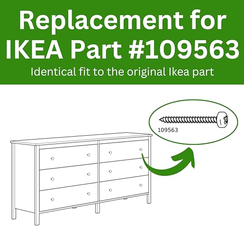 Spare Hardware Parts Replacement for IKEA Furniture Screw Chipboard Flat TRX Screw - Part #109563 | Chipboard Screw M4.0-1.8×30 Full Thread with PZD2 Recess| Pack of 12 - size: 109563