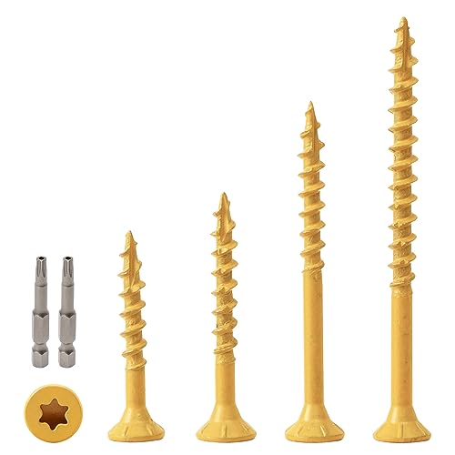 LIONMAX Wood Screws Assortment Kits 4 Size 420PCS, Deck Screws Kits - size: #8+#9 (420pcs)