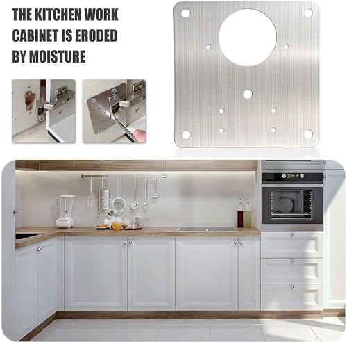 Cabinet Hinges Repair Plate,Stainless Steel Hinge Repair Brackets Kit,Kitchen Cupboard Door Hinge Repair Plate Kit Includes Fixing Screws,Protect Wooden Kitchen Cabinet Door,Furniture(4 PCS)… - size: 4 Pieces