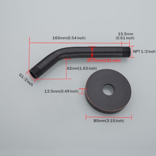 RANDOM Shower Arm with Flange Oil Rubbed Bronze 6 Inches Wall Mount Angle Shower Head Extension Arm For Fixed Shower Head Stainless Steel.RD91018-6ORB - color: 6″ Oil Rubbed Bronze(Round Flange)
