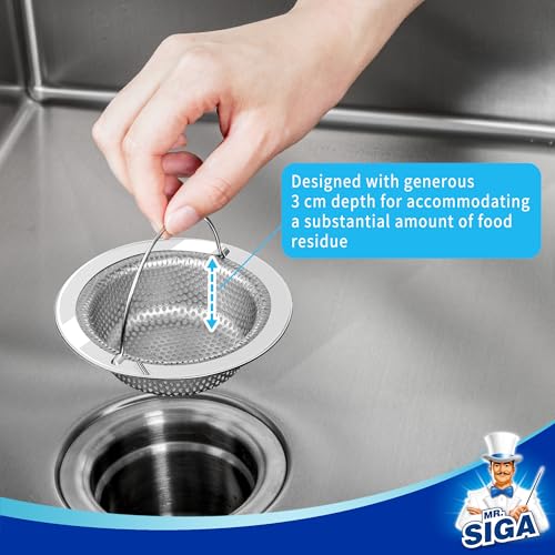 MR.SIGA Kitchen Sink Strainer, Stainless Steel Sink Drain Strainer, 2 Pack