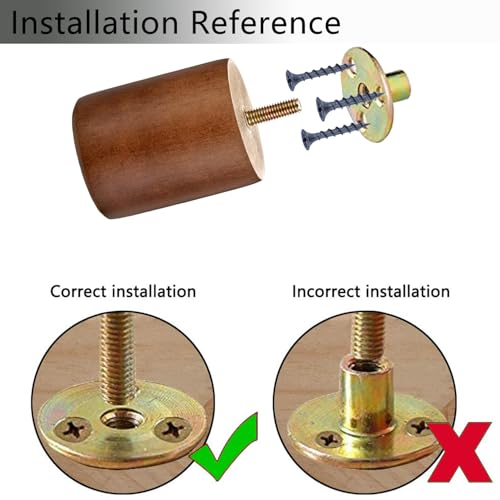 Maricome 3 in Wooden Legs Set of 4, Solid Round Wood Replacement Feet Predrilled M8 Bolt，Suitable for Sofa Couch Dresser Ottoman Cabinets Chair Screw in - color: 3 Inch Walnut