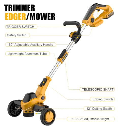Givilo 12-Inch Weed Wacker Cordless Compatible with DEWALT 20V MAX Battery - size: 12 Inch
