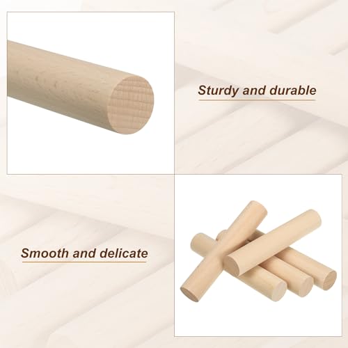 PATIKIL 1-1/8 x 6 Inch Dowel Rods Wood Sticks Unfinished Round Dowels 10pcs - size: 1-1/8"x6"