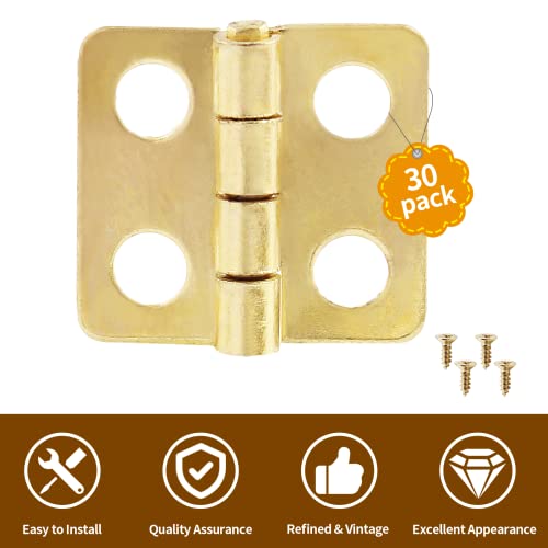 Mini Hinges, 13 x 12 mm, Brass, 30 Pcs - color: Gold(30pcs), size: 13 x 12mm