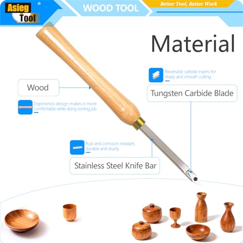 4pcs Mini Carbide Tipped Wood Lathe Turning tools Combo set Rougher Detailer Finisher Hollower with Wood Handle and Diamond Round Square Carbide Inserts