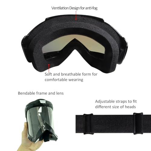 Motorcycle Goggles 2-Pack ATV DirtBike Gear Motocross Riding Racing - color: (White & Black) Color Lens + Clear Lens