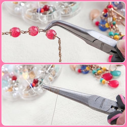 Mini Needle Nose Pliers Set - Small & Extra Long Nose Pliers for Jewelry Making, Wire Wrapping & Object Gripping with Soft Grip - style: Straight & Bent Needle Nose Plier