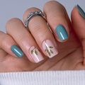 CurvLife Short Square Press On Nails, Bamboo Green, Soft Gel - color: Bamboo green