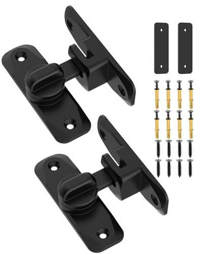 90/180 Degree Barn Door Latch Lock with Spacer, Black, 2 Pack - color: Black-2Pcs