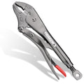 ARROW 10" Curved Jaw Locking Pliers with Screw Extractor | CR-MO Steel Pliers, Adjustable Screw, One-Hand Release, Anti-Slip Handle - size: 10 inch