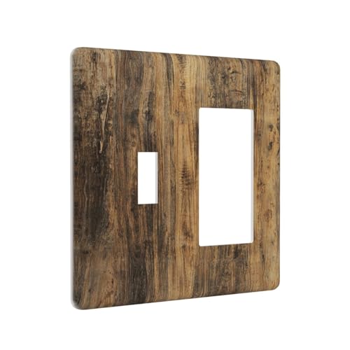 Vintage Brown Wood Texture Natural Wood Grain Outlet Covers 1 Toggle 1 Rocker Combination Decorative Wall Plate Electrical Switch Plates Light Switch Cover Plate for Farmhouse Home Decor - color: Vintage Brown Wood Texture Natural Wood Grain, size: 1 Togg