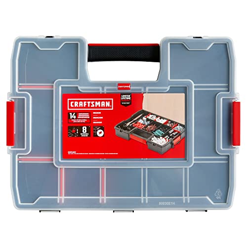 CRAFTSMAN Tool Organizer, 2-Packs with 14-Compartments, Lid Includes Secure Latch (CMST60944M) - size: 2 Pack (14.6" L x 5.2" W x 11.4" H), style: Double Pack