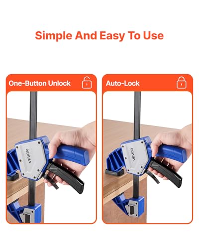 VEVOR Bar Clamps for Woodworking, 2-Pack 24 inch One-Handed Clamp/Spreader, Quick-Grip F-Clamp with 340 lbs Load Limit, Premium Plastic and Carbon Steel, for Woodworking Metal working, Blue + Black - size: 32.87 x 9.49 x 1.38 inch, style: Quick Grip