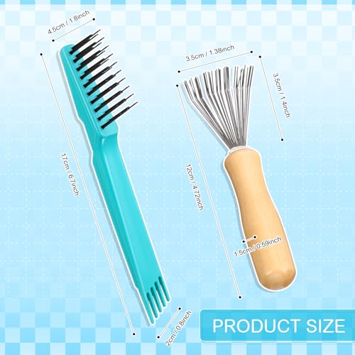 Boao 2 Pack Hair Brush Cleaner,Green,Wood Color,Polished Wooden Handle Rake - color: Green, Wood Color, style: Polished Wooden Handle Rake