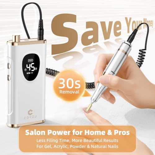 Professional Electric Nail Drill Rechargeable Nail File with Bits - color: Pearl White