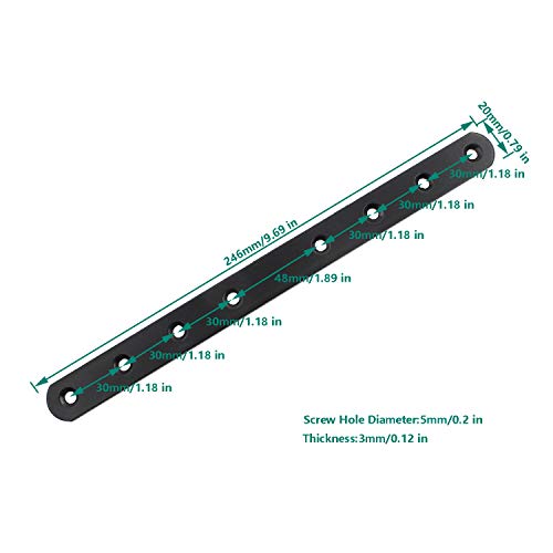 4 Pack Flat Mending Plate for Wood, ULIFESTAR Black Iron Flat Straight Brace Brackets Metal Repair Fixing Wood Brace Joining Plates Connector for Repairing Wooden Furniture with Mounting Screws - size: 10 x 0.79 x 0.12 inches