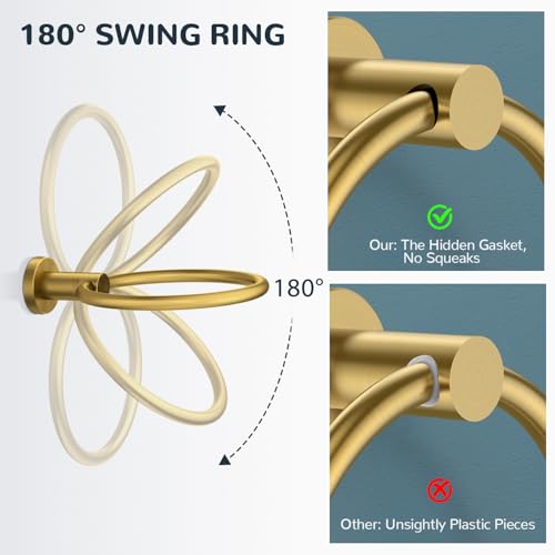 FORIOUS Toilet Paper Holder and Towel Ring Set, Bathroom Accessories Set - color: Brushed Gold