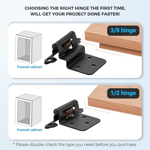 Matte Black Cabinet Hinges Self Closing, 1/2 Inch, 20 Pack (10 Pairs) - color: Matte Black, size: 1/2 inch Overlay