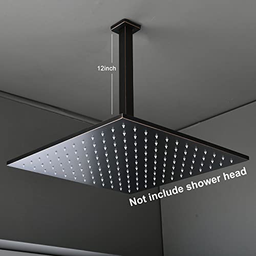 Enga Brass Shower Arm with Flange, 12 Inch Ceiling Mount Shower Head Extension,Oil Rubbed Bronze - color: Oil Rubbed Bronze, style: 12 Inch