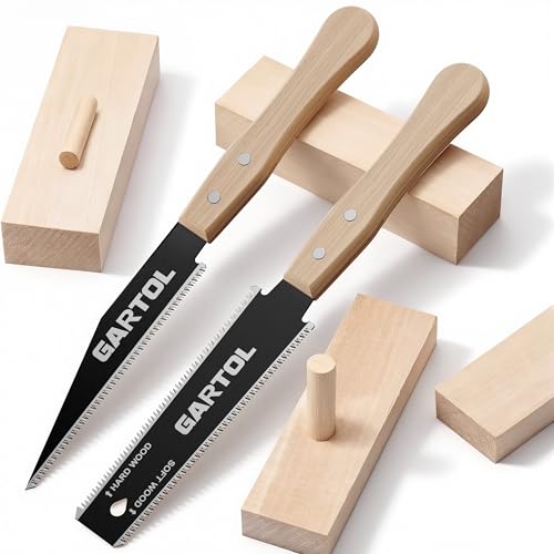 GARTOL Hand Saw for Wood Cutting, 2-Piece Japanese Pull Saw with 6-Inch Flush Cut & Double-Edged SK5 Flexible Blade & Wooden Handle, Precision Woodworking Tools for DIY, Crafting, Carpentry, Trim Work