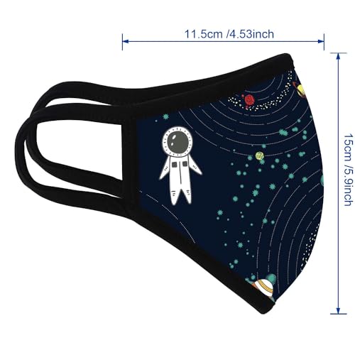 Cloth Face Mask for Women, Men - Reusable Fabric Masks with Nose Wire - color: 3 Pack Astronauts