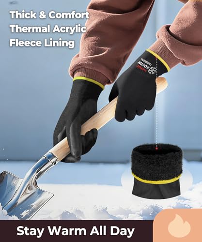 KAYGO Winter Work Gloves Thermal Insulated, PU Coated,12 Pairs, KG11W - color: Black (Thermal), size: Medium