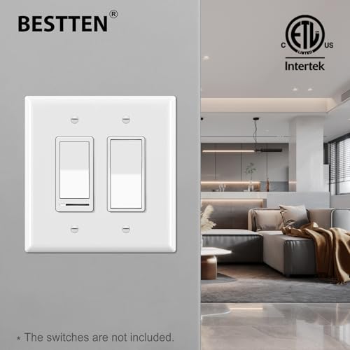 10 PK BESTTEN 2-Gang Oversize Decorator Switch Outlet Wall Plate Cover - size: 2 Gang Decor Oversize