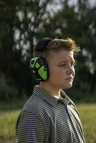 Caldwell E-Max Pro Electronic Hearing Protection Earmuffs Sound Amplification, Low Profile, for Range Shooting, Hunting - style: Youth-neon Green