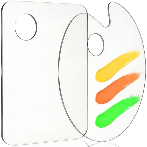 Hulameda 2Pcs Acrylic Clear Paint Palette with Thumb Hole,11.8 x 7.9In - color: Clear-2pcs-11.8*7.9inch