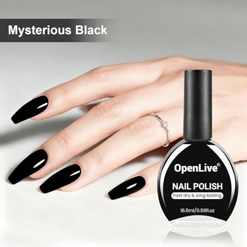 OpenLive 2Pcs Nail Polish Set 16.5ml Black and White Quick Dry Nail Polish Non Gel Nail Art DIY Home Manicure Gift for Women - color: Black and White