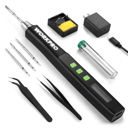 WORKPRO DC Soldering Iron Kit, Fast Heating Soldering Iron Pen with 3 Tips