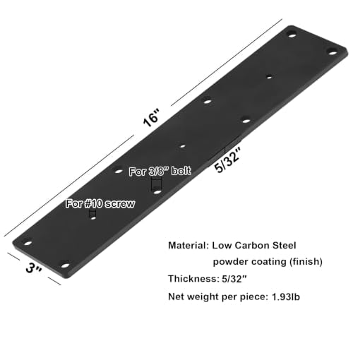 2 PCS 16" x 3" Flat Mending Plate, Black Heavy Duty Bracket