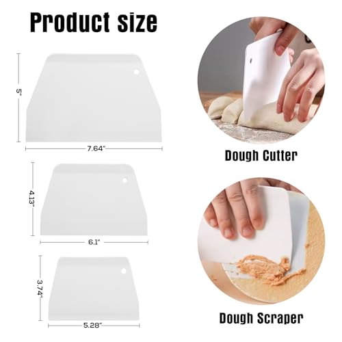 Plastic Cake Scrapers and Smoother DIY Tools for Bread White, 3 Pcs