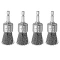 Abrasive Wire Pen Brush Set for Drill - 1/4 Inch Hex Shank 1 Inch Wire Pen Brush - Stainless Steel Crimped Carbon Steel Brush for Rust,Cleaning,Deburring,Removing Paint-4pcs