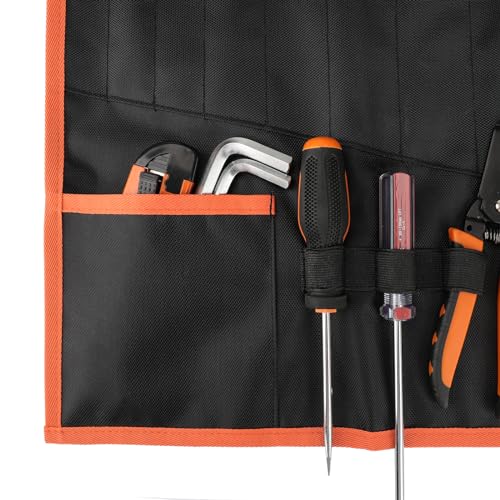 Wrench Roll Up Pouch – Wrench Organizer, Wrench Bag with Handle, Wrench Holder for Hanging - size: 17 Pockets SAE